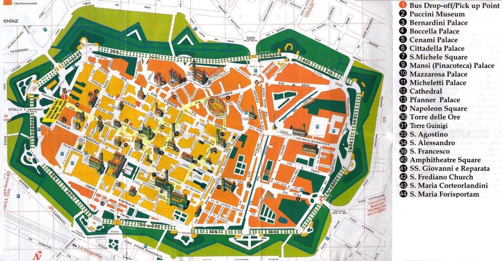 Mapa turístico de Lucca