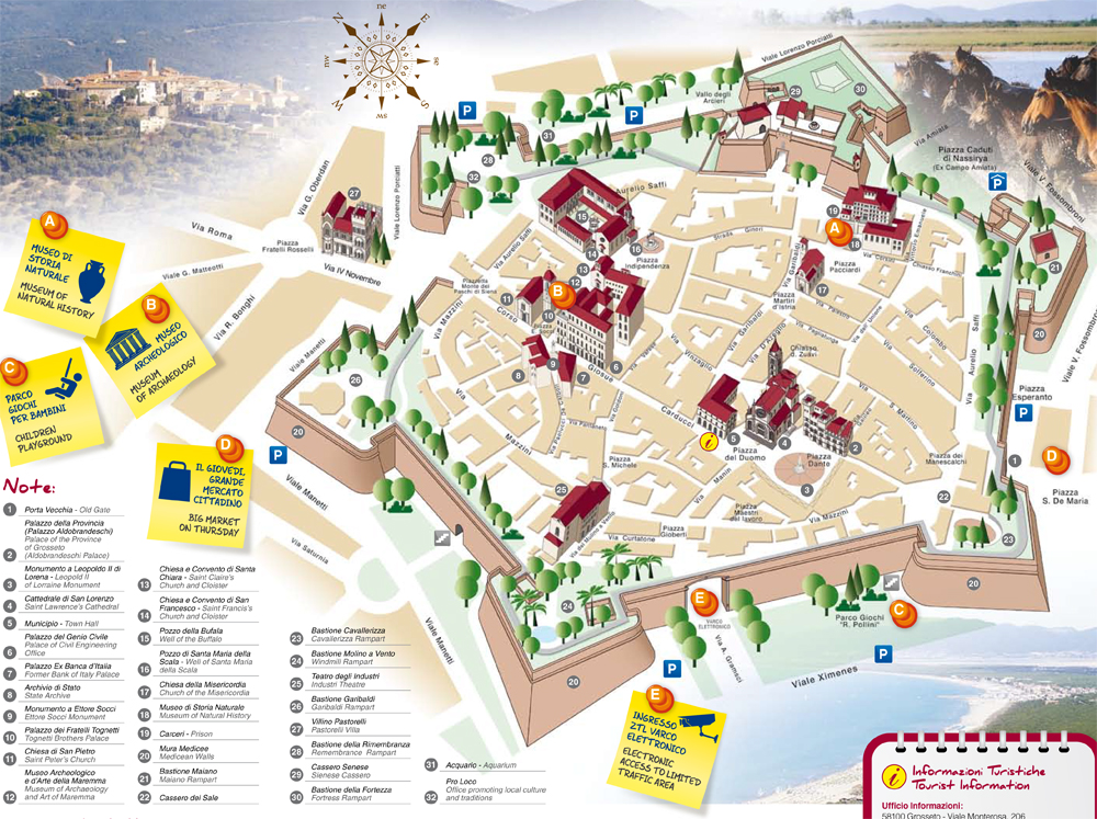 Mapa del centro de Grosseto