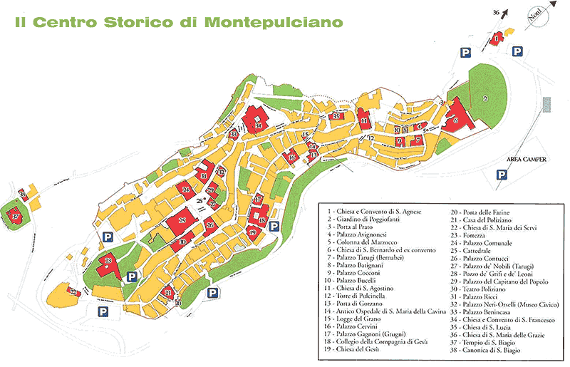 Mapa del centro de Montepulciano