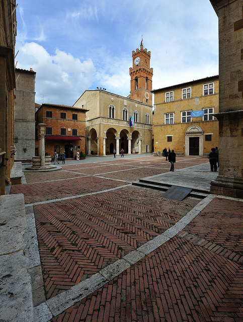 Piazza Pio II en el centro de Pienza
