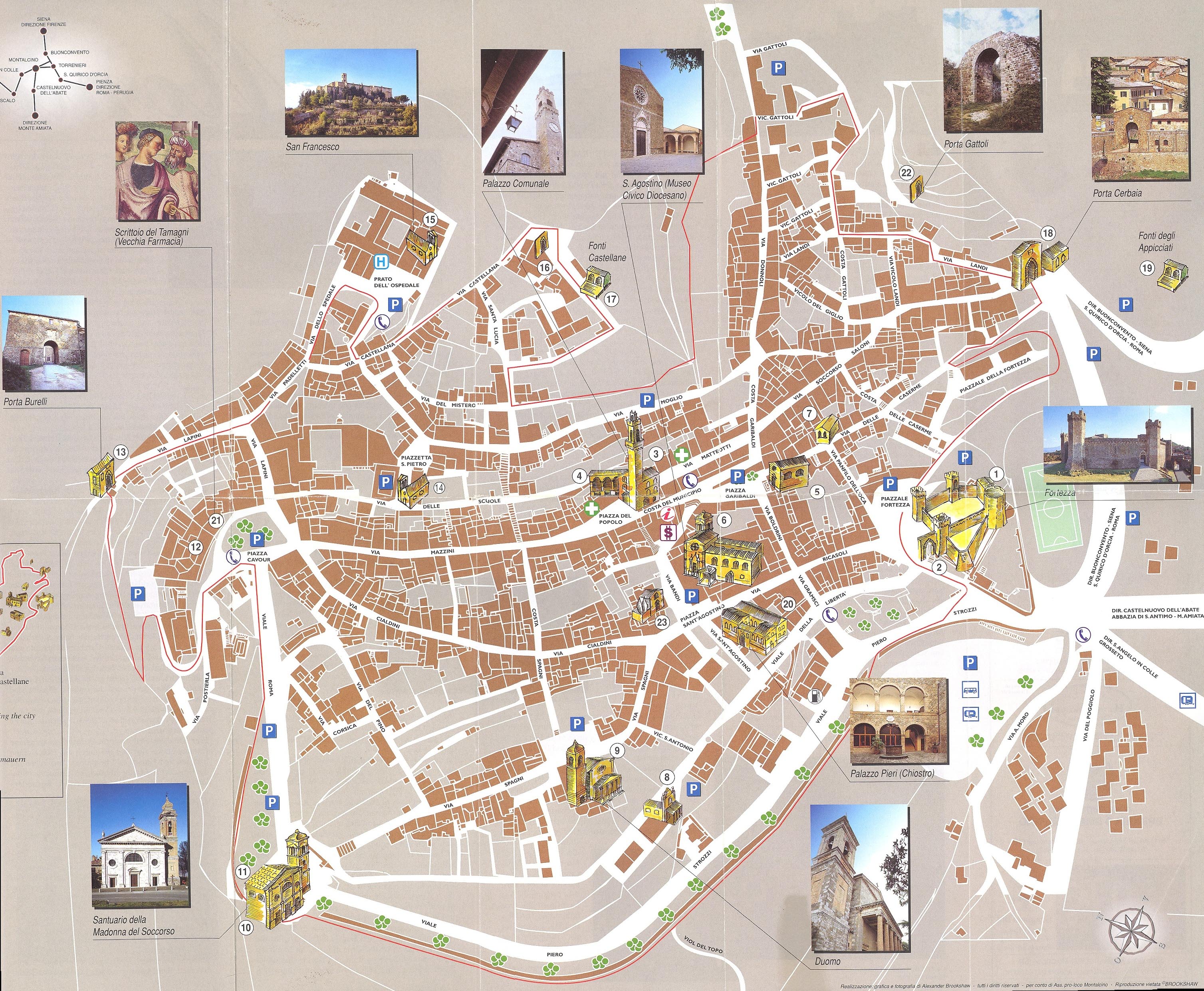 Mapa de los monumentos de Montalcino