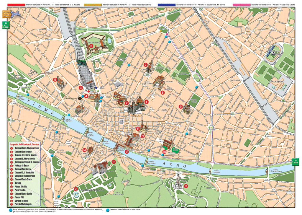 Mapa grande de la ciudad de Florencia